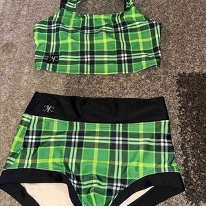 Green Plaid Two-Piece dance set